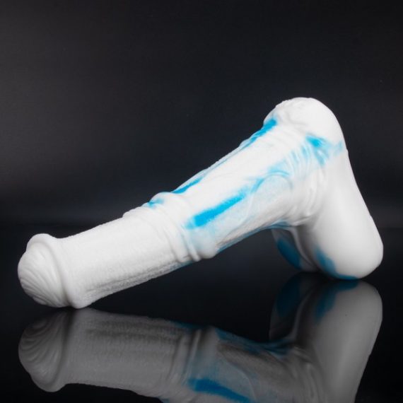 10 inch Platinum Silicone Horse Dildo with Balls in Celadon bigshocked YC131
