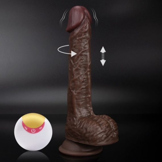 Crazed Thrusting and Rotating Vibrating Suction-cup Dildo - Chocolate bigshocked ML-M64