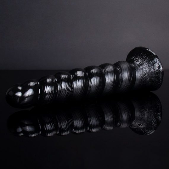Conch Design Suction Cup Anal Dildo - Black bigshocked F028BK