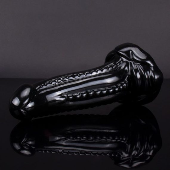 Dinosaur Shape Curved Silicone Suction Cup Dildo - Black bigshocked F058BK