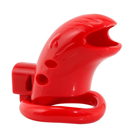 Plastic with Lock Male Penis Chastity Lock Sex Toys Birdcage Bondage Abstinence Lovemesex ok-Red-3 Rings