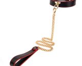 SM Leather Erotic Collar Chain Traction Lovemesex rb-Black