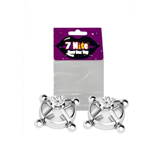 A pair of adjustable stainless steel zircon nipple clips SexToySupply.com 2RJ13
