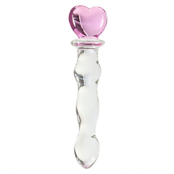 Crystal Heart Wavy Glass Dildo 8 Inch Lovemesex asv-Heart