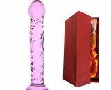 Glass Large Dildo Butt Plug In Purple SexToySupply.com BL07
