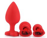Silicone Posterior Heart-shaped Anal Plugs Lovemesex eb-Red-Set-3pc