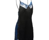 Lace Temptation Silk Garter Nightgown Stocking Stretch Ice Silk Pajamas 7168 Lovemesex sv-Blue-One Fit All