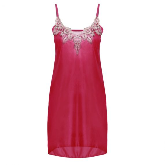 Embroidered Lace Ice Silk Camisole Nightgown 7188 Lovemesex av-Wine Red-One Fit More