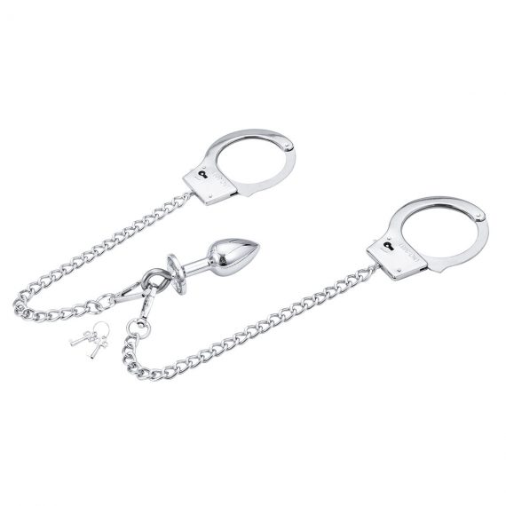 Small Anal Plugs Handcuffs Chain Ring Hanging Pull Lovemesex eb-Silver